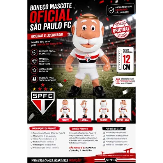 Boneco Mascote Oficial São Paulo FC Original Licenciado Colecionável
