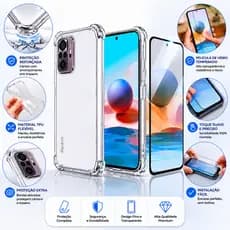 Kit Capa Anti Impacto Redmi Note 10 Pro 5G + Película 3D Vidro Temperado Premium Proteção Total