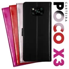 Case Capinha Carteira Flip Cover Couro Sintético PRETA Para Xiaomi Poco X3/X3 Pro tela 6.67 pol -  LV_IMPORTS