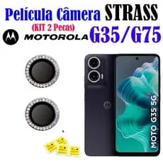 Kit (2*Pecas) Películas de Câmera Diamonte G35/G75 Motorola Protetor Da Lente Colorido Strass