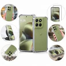 Kit Capa TPU Transparente Anti Impacto + Película Vidro 3D Motorola Moto G67 G77