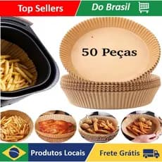 Papel Manteiga Air Fryer .Tapete Redondo De Papel Descartável Air Fryer Antiaderente Para Cozimento 50 Uni