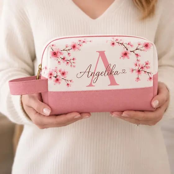 Necessaire Box Personalizada com Nome Floral Feminina Porta Maquiagem Presente Aesthetic