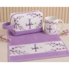 Kit Presente Feminino Personalizado Sakura -Necessaire + Caneca + Toalha