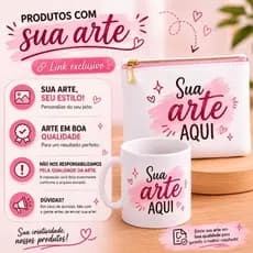 Kit Personalizado com a Sua Arte | Necessaire + Caneca Branca