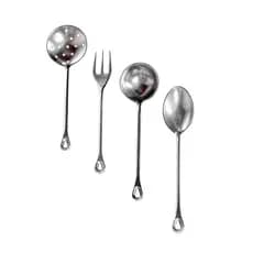Talheres Grandes de Aluminio Fundido Batido Polido Alta Qualidade Colher Garfo COncha Escumadeira