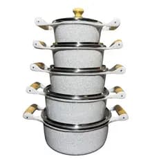 Jogo Panela Aluminio Batido Fundido na Cor Branco Tampas de Vidro(kits com 5 , 3 , 2 e 1 unidade)