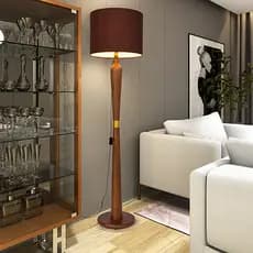 Luminária Imperial De Chão Detalhe Dourado Cúpula Tecido Top
