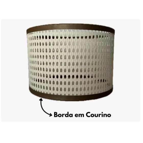 Cúpula para Abajur 40x30 em Palha Indiana Sintética com Borda em Courino – Estilo Rústico Moderno
