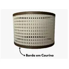 Cúpula para Abajur 40x30 em Palha Indiana Sintética com Borda em Courino – Estilo Rústico Moderno
