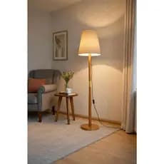 Abajur Luxo Luminária de Chão Retrô Madeira Abajur de Piso Cúpula Tecido Sala Quarto Estúdio Decoração Moderna Elegante