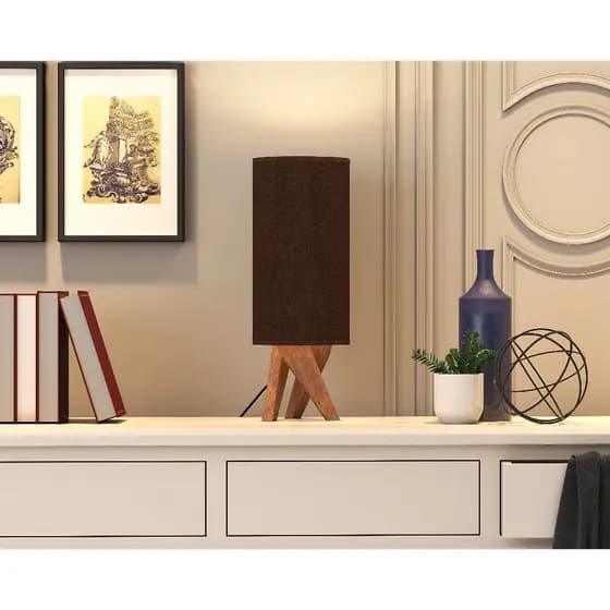 Luminaria Abajur Luxo Viena Moderno com Base em Madeira e Cúpula em Tecido – Elegância e Aconchego para sua Decoração