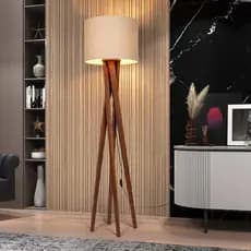 Luminária de Chão Cristal Luxo com 4 Pés de Madeira Design Moderno Sala Quarto Elegante Iluminação Decorativa