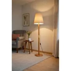 Abajur Luxo Luminária De Chão Moderna Cúpula Tecido Bege Bivolt E27
