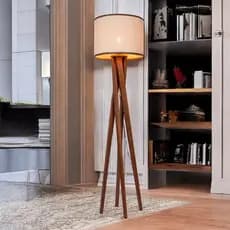 Luminária de Chão Cristal Luxo com 4 Pés de Madeira Design Moderno Sala Quarto Elegante Iluminação Decorativa