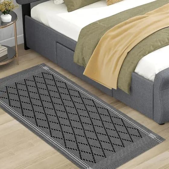 Tapete Beira Cama 0,70x1,64 Safira Algodão Lavável Macio para Quarto