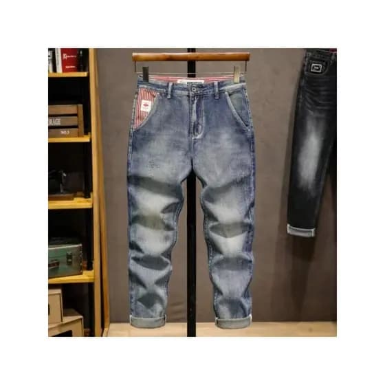 Calça jeans masculina confortável luxuosa casual vintage emagrecimento calças compridas para homens