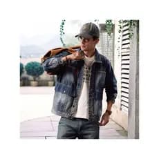 Jaqueta Jean Masculina Premium Escura Casaco Slim Com Lycra Simples Gráfico Primavera Outono Ajuste