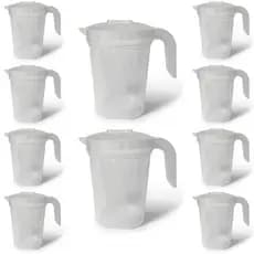 Kit 10 Jarras Transparente Suco Agua 1,8 Litros Tampa Cozinha Restaurantes Bebidas Escolas Festas