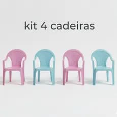 Kit 4 Cadeira Infantil Azul Rosa Plástico Resistente Empilhável Escola Festas Creche Buffet Criança