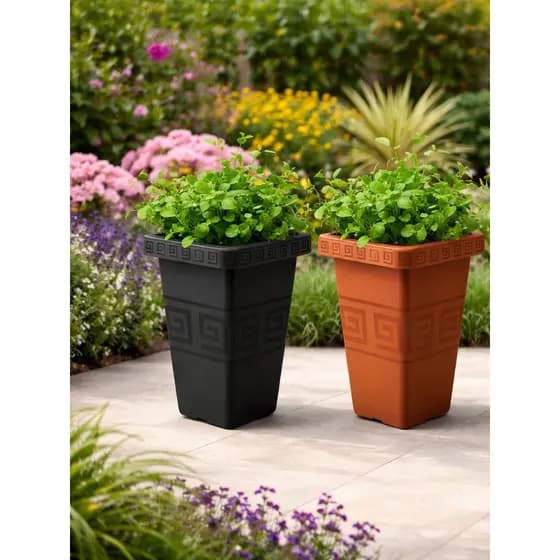 Vaso Grego Quadrado 7 Litros Plástico Plantas Flores Resistente Jardim Decoração Casas Coluna Forte