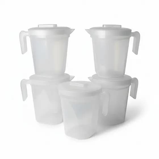 Kit 5 Jarras Agua 1,8 Litros Tampa Transparente Suco Bonita  Escola Reforçada Plástico Alça
