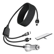 Cabo 100W p/ Starlink Mini 12v-24v Carregador 3 em 1 c/ PD Rápido e Impermeável Compatível Todas Gerações 2m