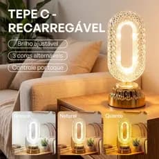 Luminária de Mesa Lâmpada Touch Quarto Luxuosa Cristal Acrílico 3 Tons Led Abajur cabeceira cristal tons ajustáveis