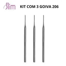 Kit com 3 Goiva 206 - Slim - Pedicure e Manicure - Aço Inox