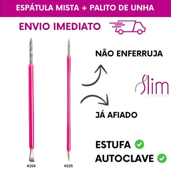 Kit Slim – Espátula Mista e Palito de Unha para Uso Profissional