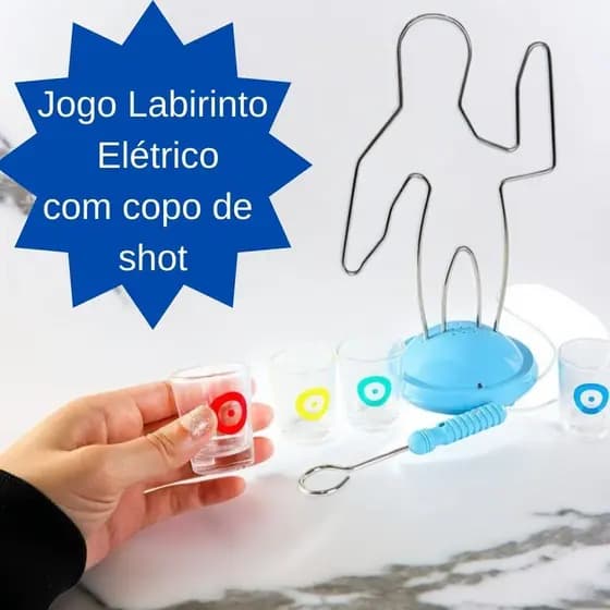 Jogo Boneco Elétrico com Copos de Shot bebidas adulto chá bar despedidas de solteiro resenha entre amigos noite de jogos habilidades de equilíbrio e concentração