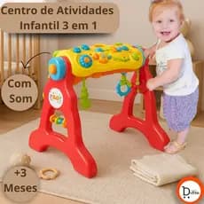 Centro De Atividades Infantil 3 Em 1 com Som Mesinha de Atividade Volante Interativa Bebê