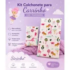 Colchonete para Carrinho de Bebê 70x35 com Travesseiro 100% Algodão