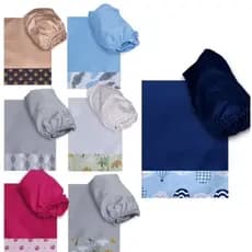 KIT 5 JOGOS LENÇOL DE BERÇO COM ELÁSTICO ESTAMPAS SORTIDAS FEMININO E MASCULINO