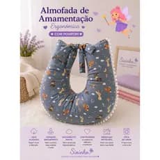 Almofada Amamentação Ergonômica para Bebê | 100% Algodão com Pompom