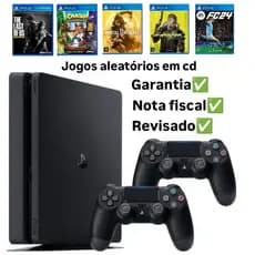 PS4 Slim 500GB/1TB + 1 ou 2 Controles e 1 a 5 Jogos aleatórios CD