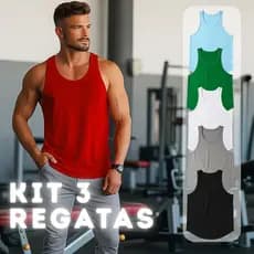 Kit 3 Camisetas Regatas Oversized Masculina Longline em Poliéster Leve e Confortável