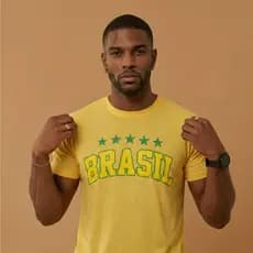 Camiseta Brasil Masculina PREMIUM Toque Algodão - Não Amassa, Não Desbota - Do P ao GG