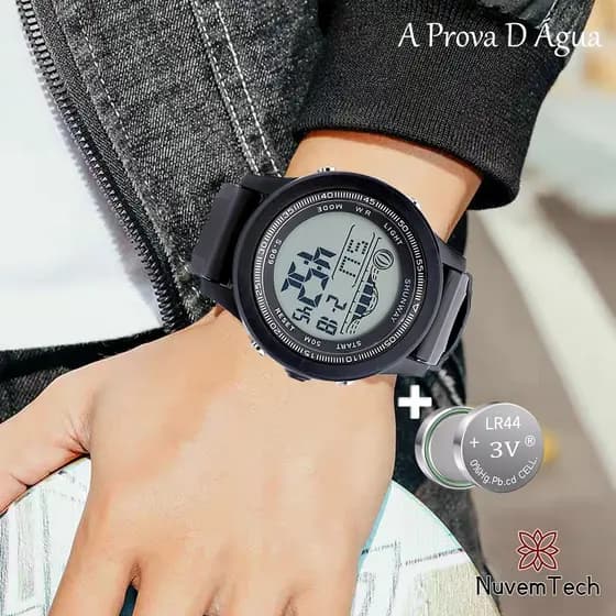 Relógio Digital Masculino A Prova D Água Original Relógio Eletrônico De Pulso Esportivo Redondo Moda Com Cronômetro