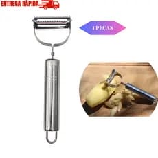 Descascador INOX Legumes Frutas Dupla Lâmina Móvel 2 Em 1