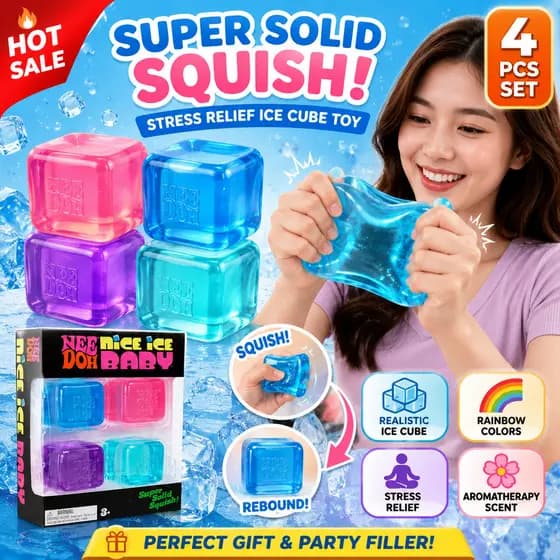 4 Pcs Cubo De Gelo Brinquedo Mole Antiestresse-Super Sólido Squish Sensory Fidget Toys Para Crianças Adultos-Aromaterapi