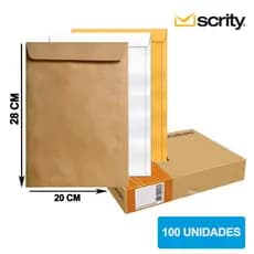 Envelope 200X280 mm Saco Scrity 100 Unidades