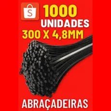 Abraçadeira Nylon 1000 Unidades 300x4,8mm Enforca Gato Cinta Presilha 30cm Lacre Preto Branco