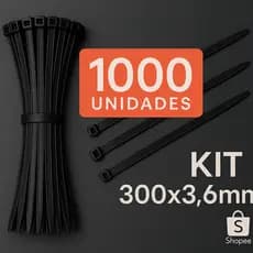 Abraçadeira Nylon 1000 Unidades 300x3,6mm Enforca Gato Cinta Presilha 30cm Lacre