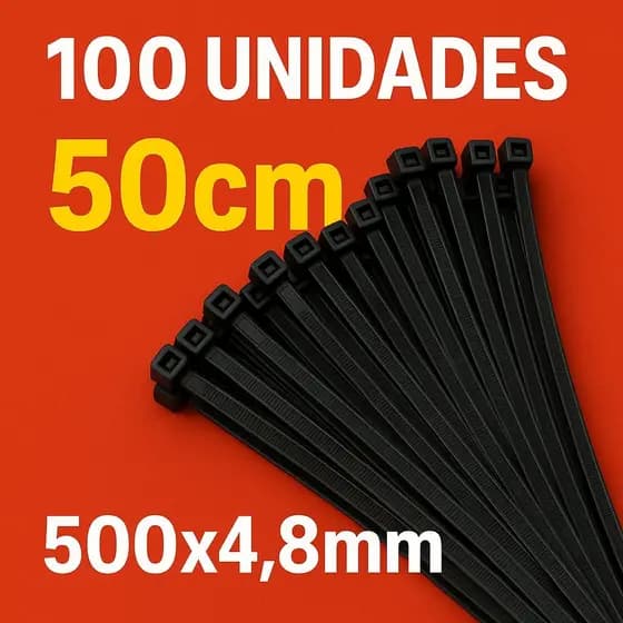 Abraçadeira Nylon 500x4,8mm 100pçs Enforca Gato Cinta Fita Lacre Plastico 50cm Tairape Preto Branco