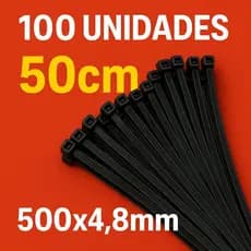 Abraçadeira Nylon 500x4,8mm 100pçs Enforca Gato Cinta Fita Lacre Plastico 50cm Tairape Preto Branco