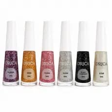 Esmaltes Drica Glitter Com 6 Esmaltes - Silver/Áries/Flash/Star/Flavia/Black Flocado