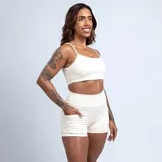 Conjunto Poli Short e Top Fitness com entrada para Bojo Roupa de Academia Treinos e Caminhadas
