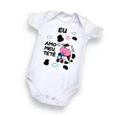 Body Temático Bebê Vaca Vaquinha Eu Amo Meu Tetê