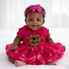 Kit Mesversário Bebê Body Sonho da Mamãe e do Papai TULE DE LUXO Laço